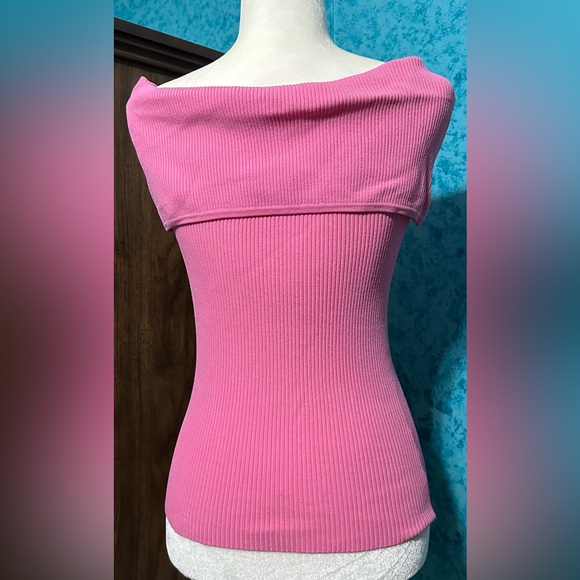 Cache pink full front zip off shoulder top - Picture 4 of 8